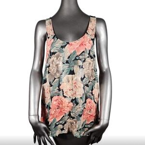 Zimmermann Floral Black Orange Green Sleeveless Blouse Top 1 US 6